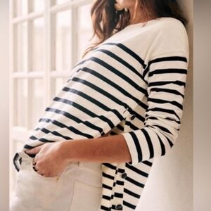 Sezane Navy and White Striped Top